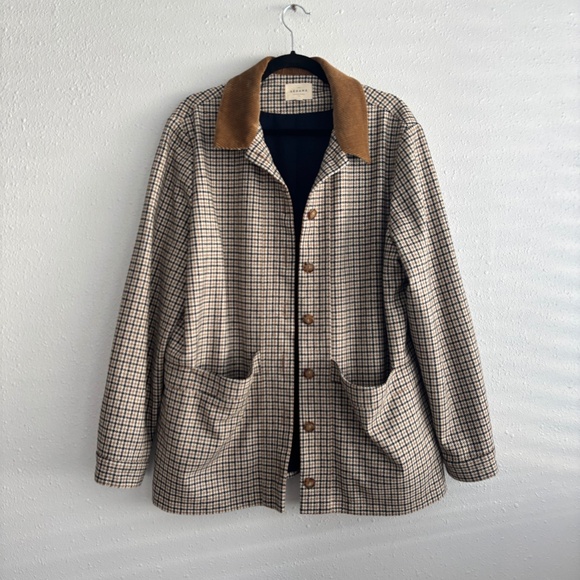 Sezane Will Jacket Navy ochre houndstooth -  Size XL - Picture 2 of 7